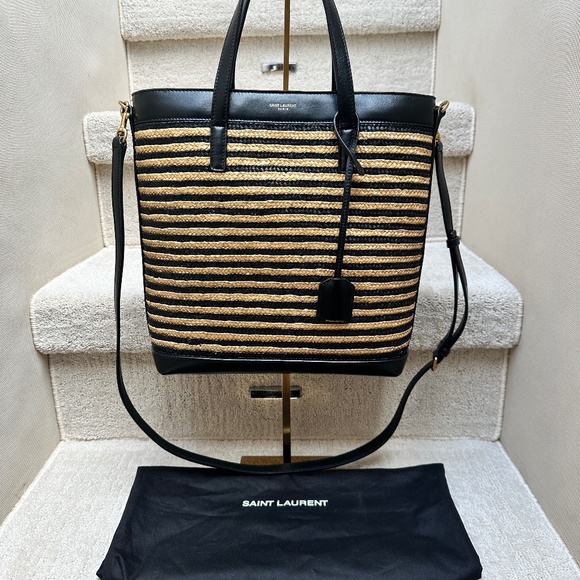YSL raffia and leather north south tote - Picture 1 of 16
